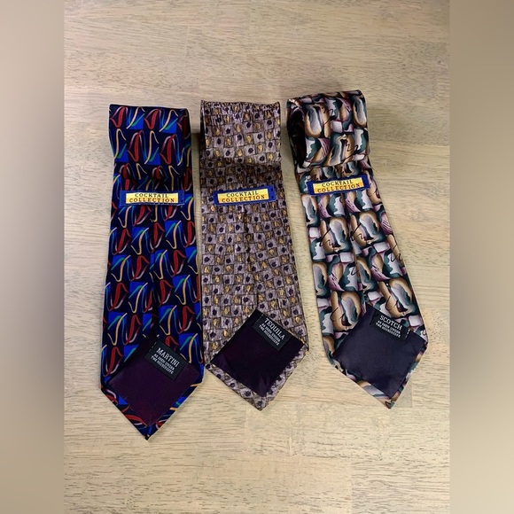 VTG 90s Cocktail Collection Silk Ties Lot 3 MARTINI‎ TEQUILA SCOTCH Art To Wear - Picture 5 of 14